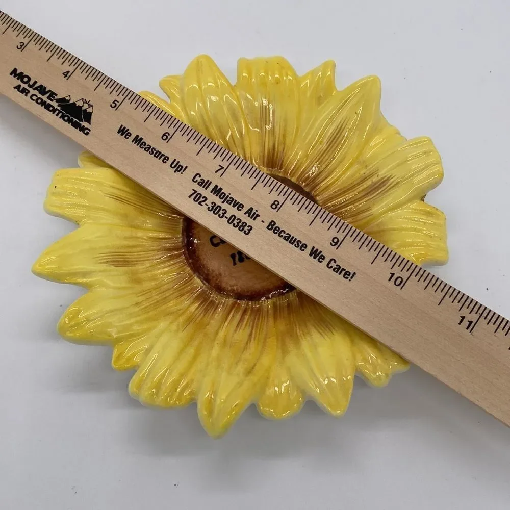 Vintage 1961 Norcrest Kansas Centennial Ceramic Sunflower Bowl Plate